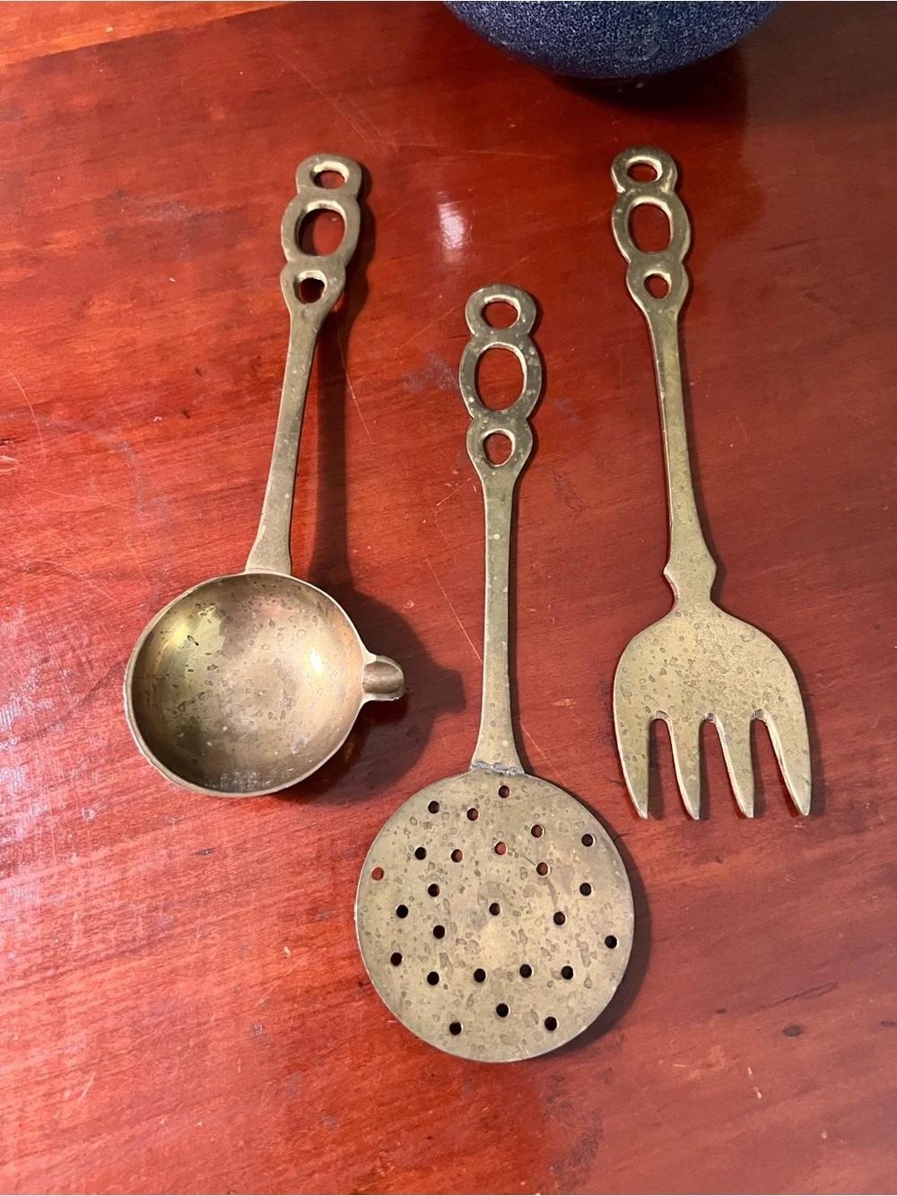 Vintage Brass Kitchen Serving Utensils - Set of 3